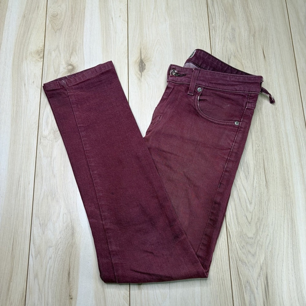 Naked And Famous Men's Burgundy 5 Pocket Denim Jeans Size 32x30